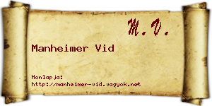 Manheimer Vid névjegykártya